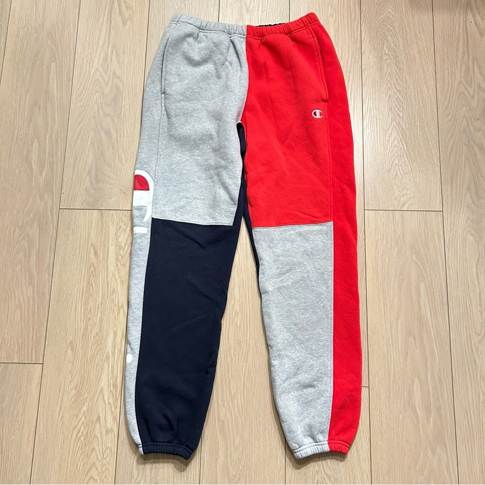 Champion Reverse Weave Colorblock Joggers Pants Mens Grey Red Navy Athleisure